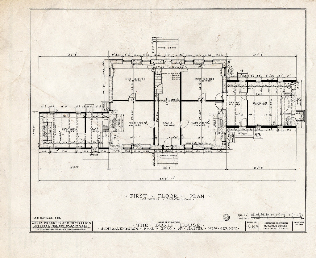 Historic Pictoric : Blueprint HABS NJ,2-Clost,4- (Sheet 10 of 28) - Nicholas Durie House, Schraalenburg Road, Closter, Bergen County, NJ