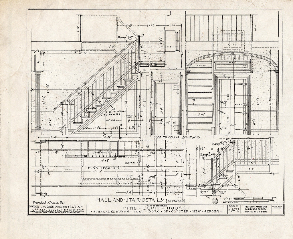 Historic Pictoric : Blueprint HABS NJ,2-Clost,4- (Sheet 20 of 28) - Nicholas Durie House, Schraalenburg Road, Closter, Bergen County, NJ