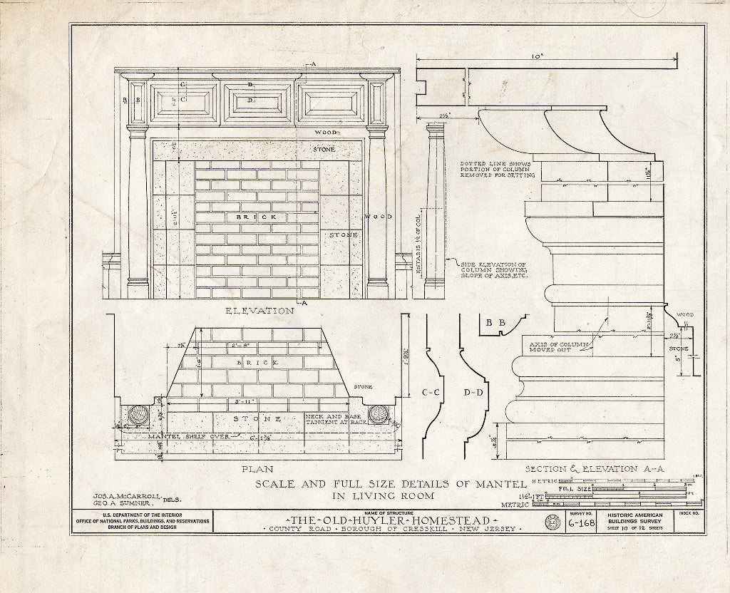 Historic Pictoric : Blueprint HABS NJ,2-CRESK,1- (Sheet 10 of 12) - Captain John Huyler Homestead, 500 County Road, Cresskill, Bergen County, NJ
