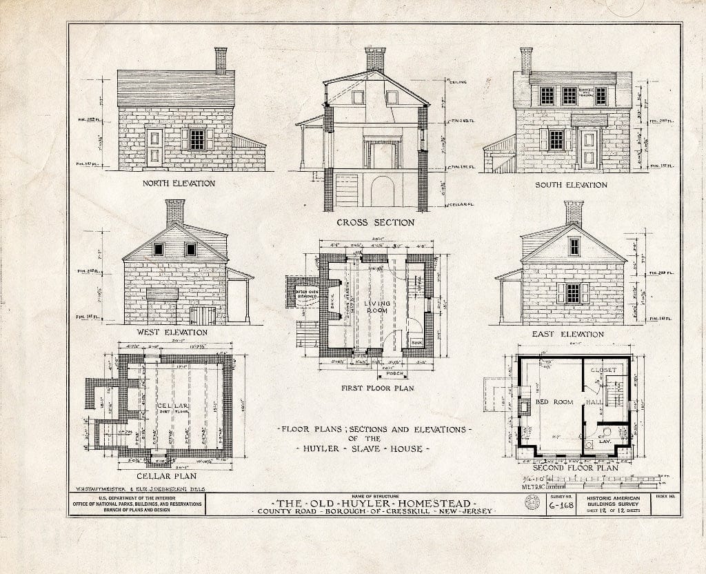 Historic Pictoric : Blueprint HABS NJ,2-CRESK,1- (Sheet 12 of 12) - Captain John Huyler Homestead, 500 County Road, Cresskill, Bergen County, NJ