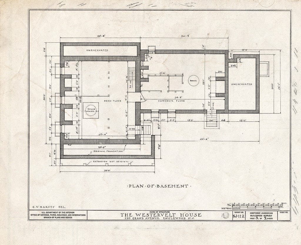 Historic Pictoric : Blueprint HABS NJ,2-ENG,1- (Sheet 3 of 9) - Peter Westervelt House, 290 Grand Avenue, Englewood, Bergen County, NJ