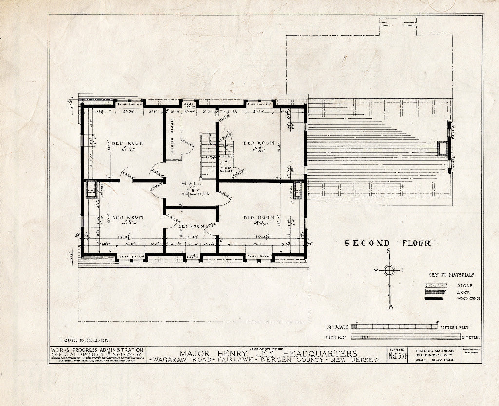 Historic Pictoric : Blueprint HABS NJ,2-FAIR,3- (Sheet 3 of 20) - Major Henry Lee Headquarters, Wagaraw Road, Fair Lawn, Bergen County, NJ