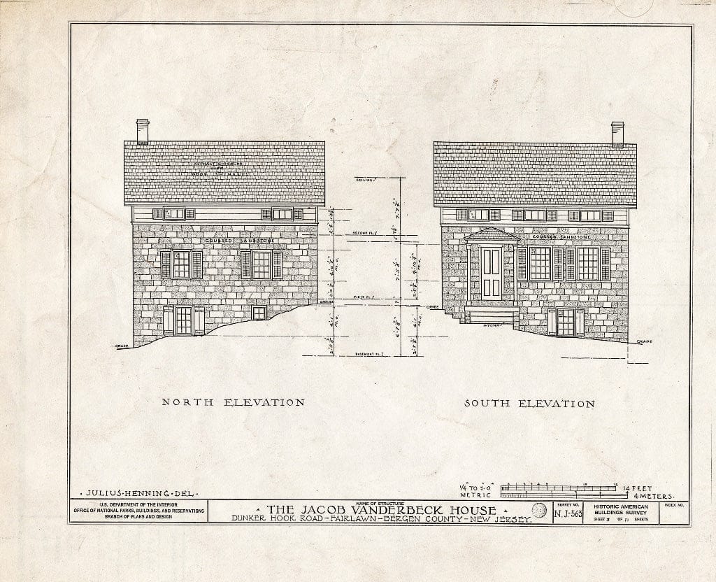 Historic Pictoric : Blueprint HABS NJ,2-FAIR,4- (Sheet 3 of 11) - Jacob Vanderbeck House, Dunker Hook Road, Fair Lawn, Bergen County, NJ