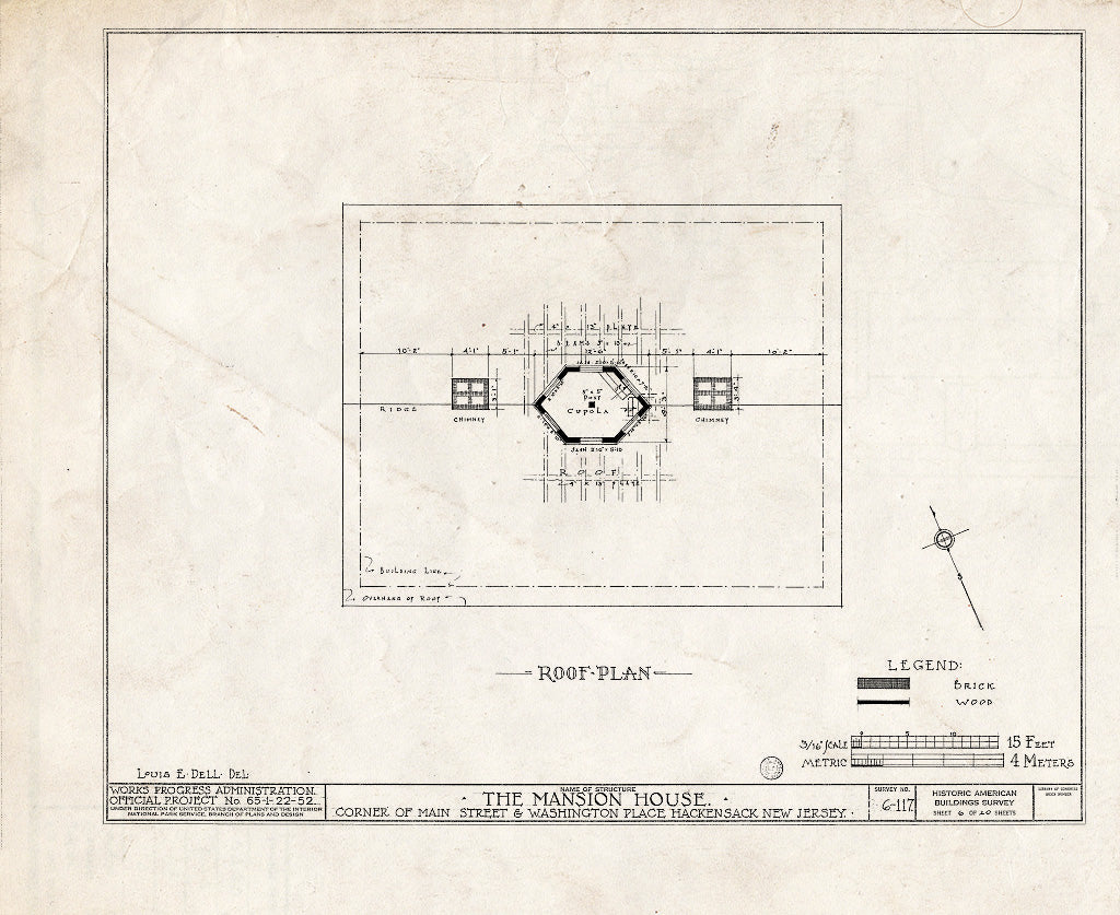 Historic Pictoric : Blueprint HABS NJ,2-HACK,4- (Sheet 6 of 20) - Washington Mansion House Tavern, Main Street & Washington Place, Hackensack, Bergen County, NJ