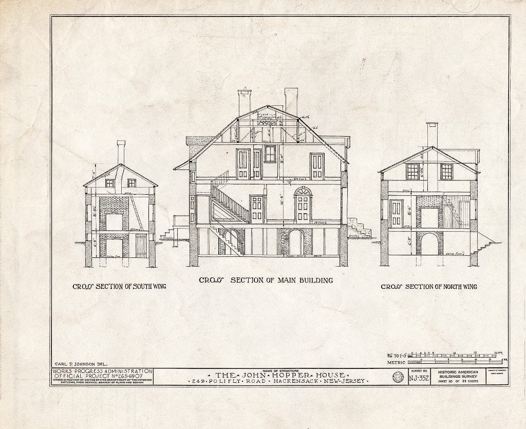 Historic Pictoric : Blueprint HABS NJ,2-HACK,6- (Sheet 10 of 21) - John Hopper House, 249 Polifly Road, Hackensack, Bergen County, NJ