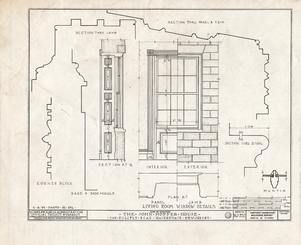 Historic Pictoric : Blueprint HABS NJ,2-HACK,6- (Sheet 15 of 21) - John Hopper House, 249 Polifly Road, Hackensack, Bergen County, NJ