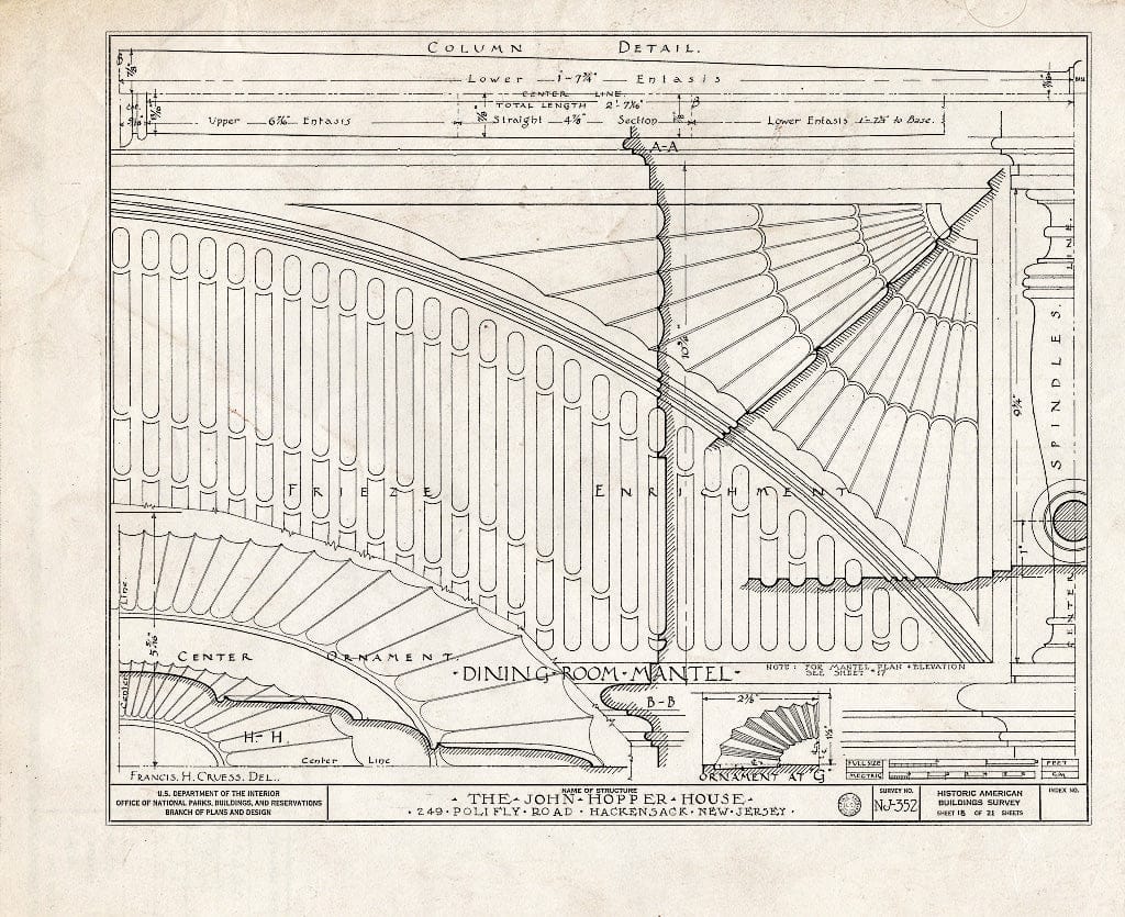 Historic Pictoric : Blueprint HABS NJ,2-HACK,6- (Sheet 18 of 21) - John Hopper House, 249 Polifly Road, Hackensack, Bergen County, NJ