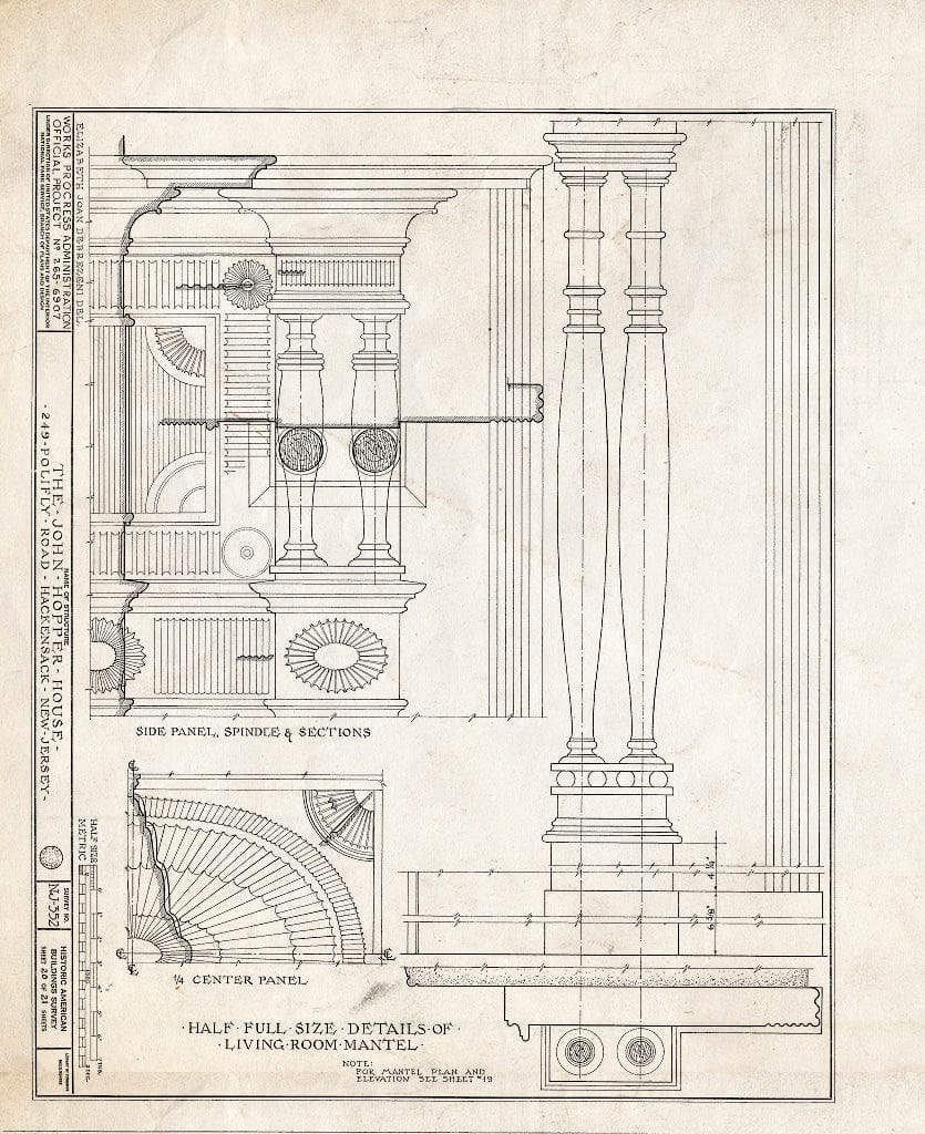 Historic Pictoric : Blueprint HABS NJ,2-HACK,6- (Sheet 20 of 21) - John Hopper House, 249 Polifly Road, Hackensack, Bergen County, NJ