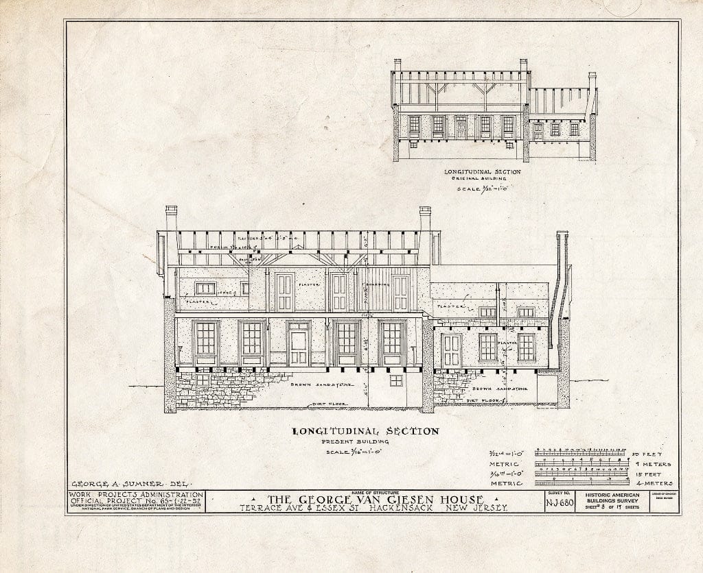 Historic Pictoric : Blueprint HABS NJ,2-HACK,7- (Sheet 8 of 17) - George Van Giesen House, Terrace Avenue & Essex Street, Hackensack, Bergen County, NJ