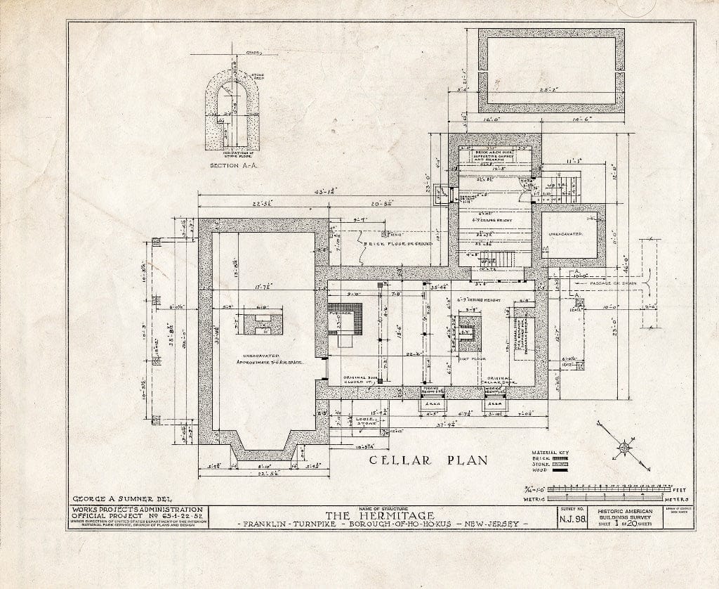 Historic Pictoric : Blueprint HABS NJ,2-HOHO,1- (Sheet 1 of 20) - Hermitage, 335 North Franklin Turnpike, Ho-Ho-Kus, Bergen County, NJ