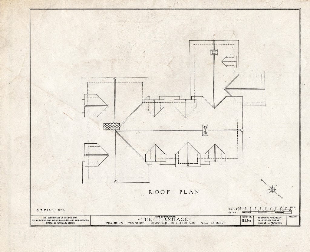 Historic Pictoric : Blueprint HABS NJ,2-HOHO,1- (Sheet 4 of 20) - Hermitage, 335 North Franklin Turnpike, Ho-Ho-Kus, Bergen County, NJ