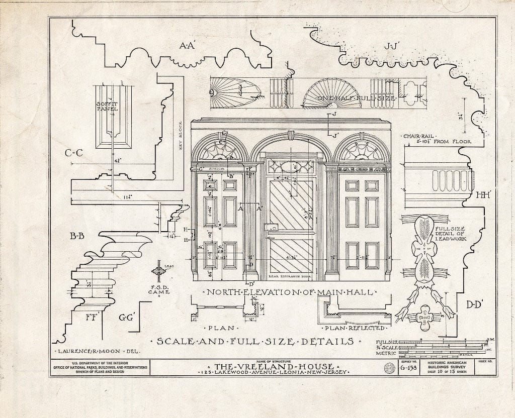 Historic Pictoric : Blueprint HABS NJ,2-Leo,1- (Sheet 10 of 15) - Vreeland House, 125 Lakeview Avenue, Leonia, Bergen County, NJ