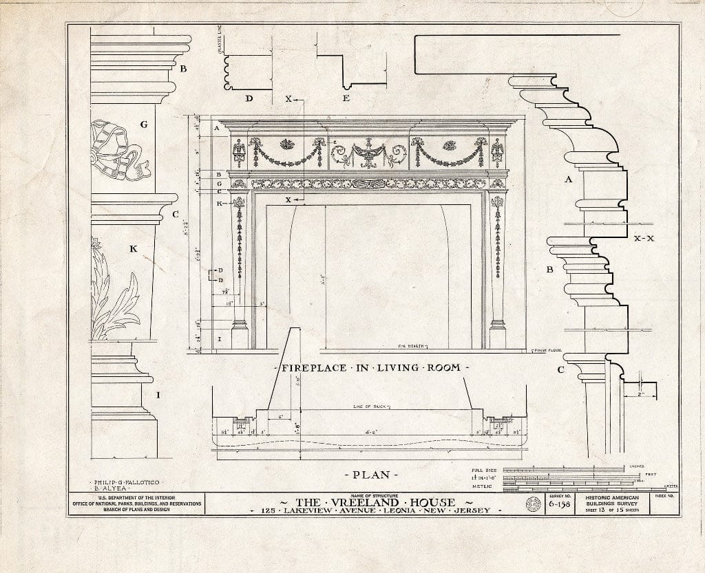 Historic Pictoric : Blueprint HABS NJ,2-Leo,1- (Sheet 13 of 15) - Vreeland House, 125 Lakeview Avenue, Leonia, Bergen County, NJ