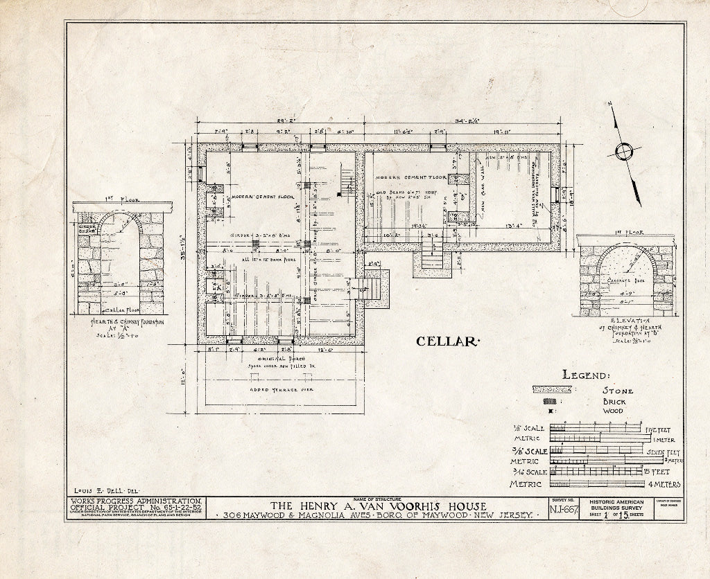 Historic Pictoric : Blueprint HABS NJ,2-MAYWO,2- (Sheet 1 of 15) - Henry A. Van Voorhis House, 306 Maywood Avenue, Maywood, Bergen County, NJ