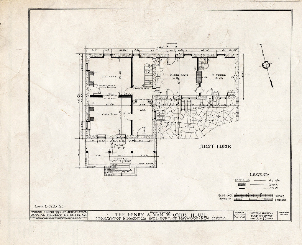 Historic Pictoric : Blueprint HABS NJ,2-MAYWO,2- (Sheet 2 of 15) - Henry A. Van Voorhis House, 306 Maywood Avenue, Maywood, Bergen County, NJ