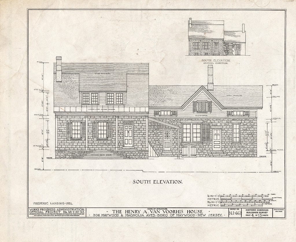 Historic Pictoric : Blueprint HABS NJ,2-MAYWO,2- (Sheet 4 of 15) - Henry A. Van Voorhis House, 306 Maywood Avenue, Maywood, Bergen County, NJ