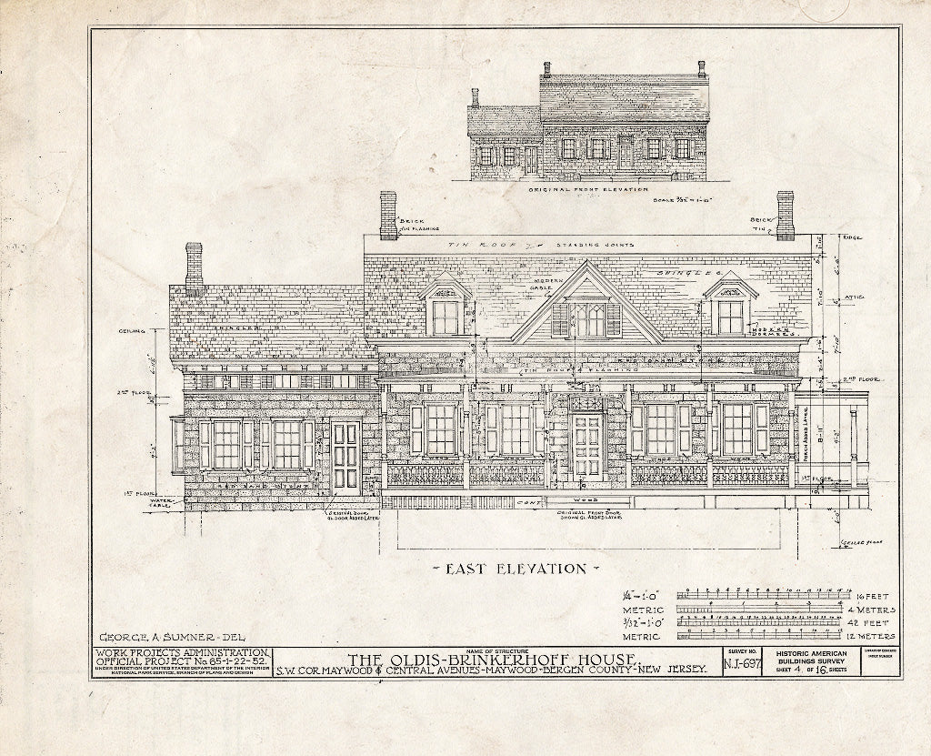 Historic Pictoric : Blueprint HABS NJ,2-MAYWO,3- (Sheet 4 of 16) - Oldis-Brinckerhoff House, Maywood & Central Avenues, Maywood, Bergen County, NJ