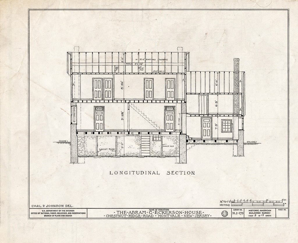 Historic Pictoric : Blueprint HABS NJ,2-Mont,1- (Sheet 5 of 17) - Abram G. Eckerson House, Chestnut Ridge Road, Montvale, Bergen County, NJ