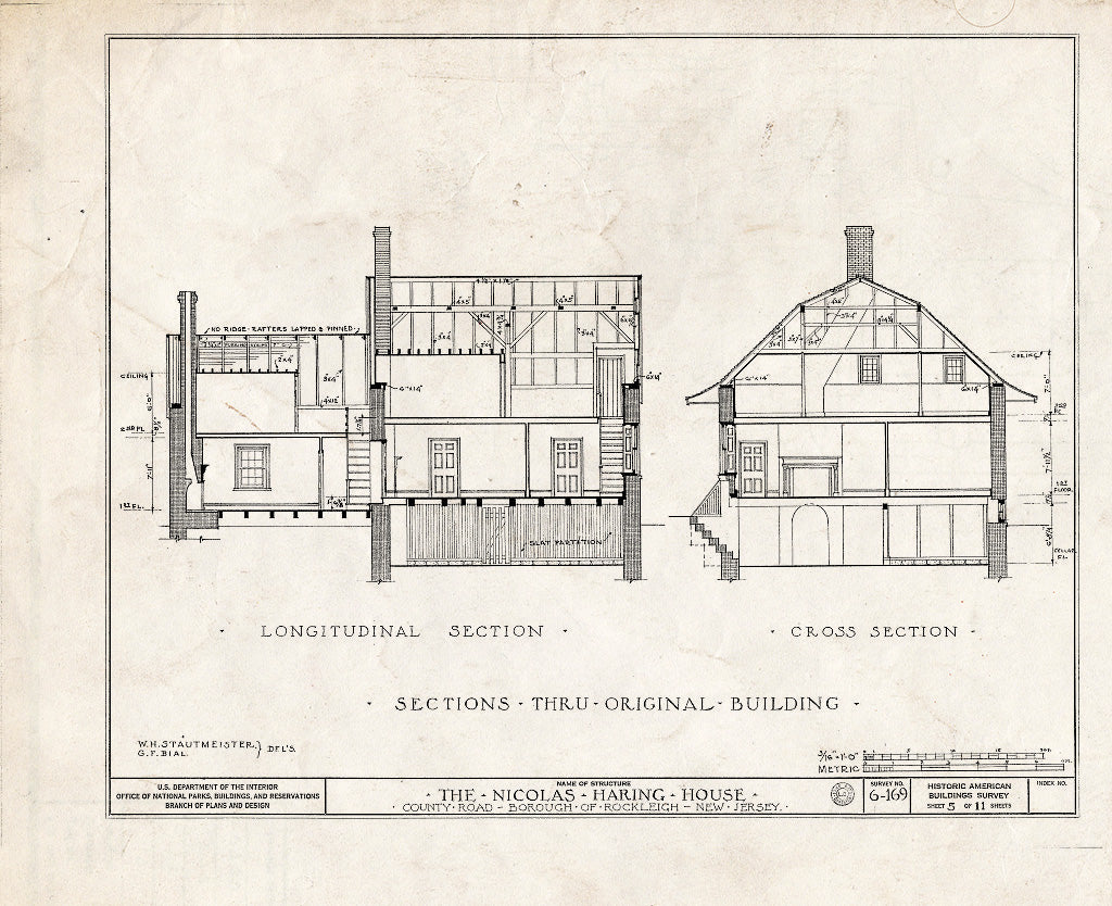 Historic Pictoric : Blueprint HABS NJ,2-NORVA,1- (Sheet 5 of 11) - Nicholas Haring House, Piermont Road, Rockleigh, Bergen County, NJ