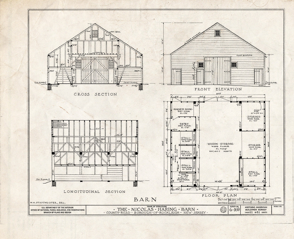 Historic Pictoric : Blueprint HABS NJ,2-NORVA,1- (Sheet 11 of 11) - Nicholas Haring House, Piermont Road, Rockleigh, Bergen County, NJ