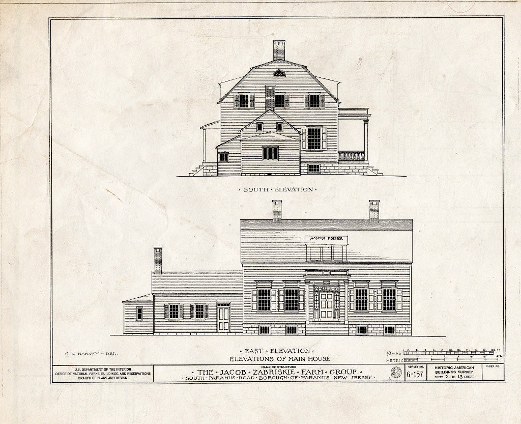 Historic Pictoric : Blueprint HABS NJ,2-para,2- (Sheet 2 of 13) - Jacob Zabriskie Farm Group, South Paramus Road, Paramus, Bergen County, NJ