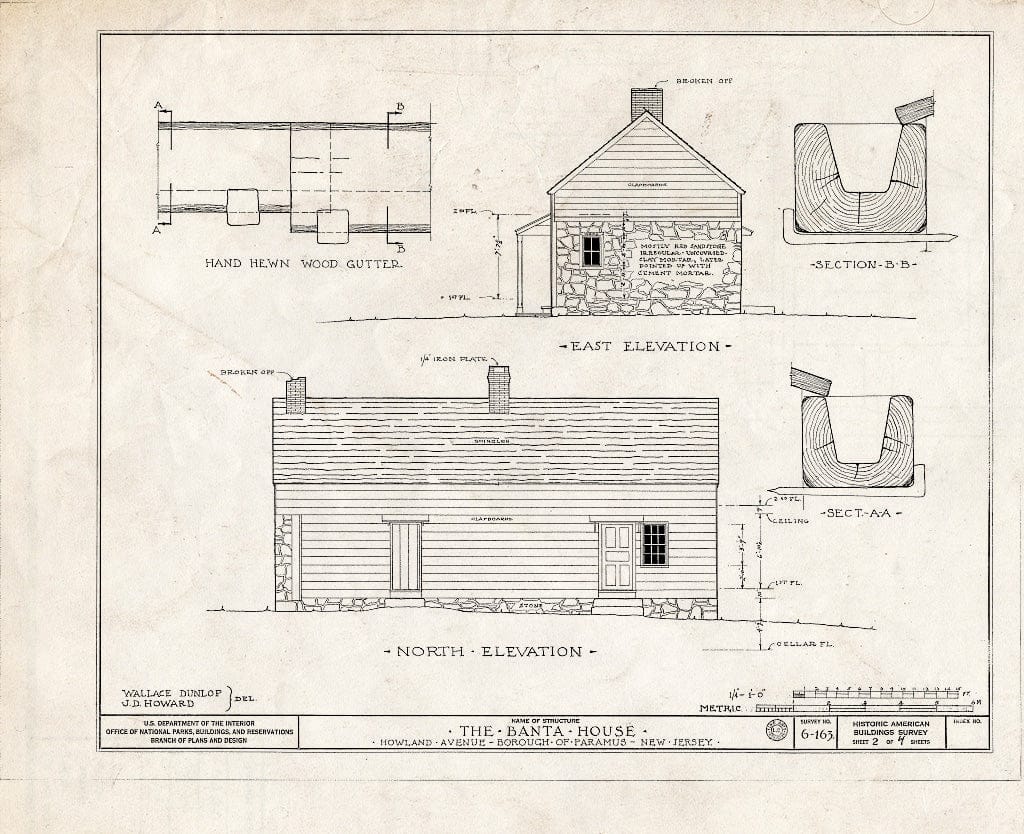 Historic Pictoric : Blueprint HABS NJ,2-para,3- (Sheet 2 of 4) - Banta House & Barn, Howland Avenue, Paramus, Bergen County, NJ