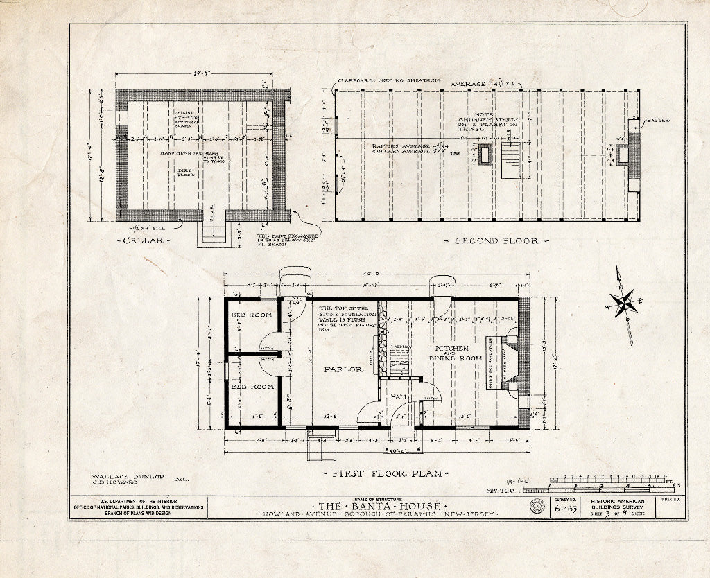 Historic Pictoric : Blueprint HABS NJ,2-para,3- (Sheet 3 of 4) - Banta House & Barn, Howland Avenue, Paramus, Bergen County, NJ
