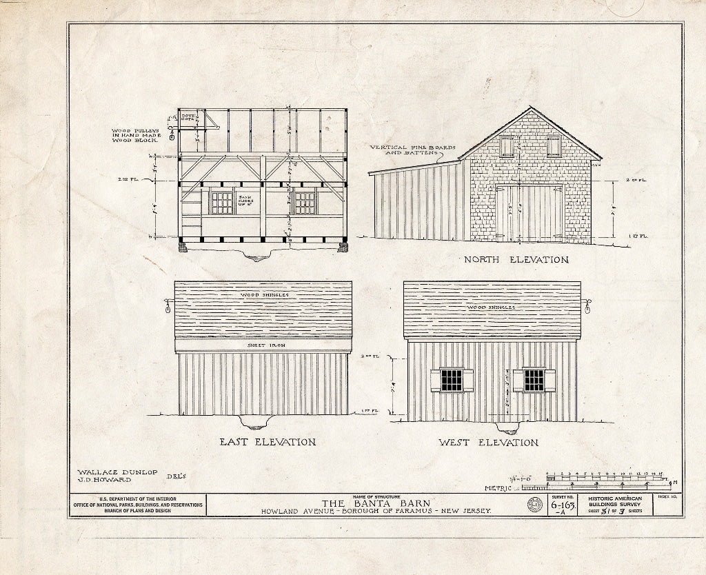 Historic Pictoric : Blueprint HABS NJ,2-para,3- (Sheet 5 of 4) - Banta House & Barn, Howland Avenue, Paramus, Bergen County, NJ
