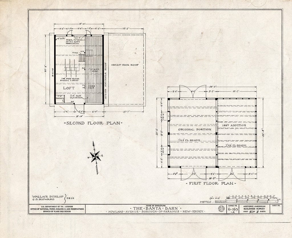 Historic Pictoric : Blueprint HABS NJ,2-para,3- (Sheet 6 of 4) - Banta House & Barn, Howland Avenue, Paramus, Bergen County, NJ