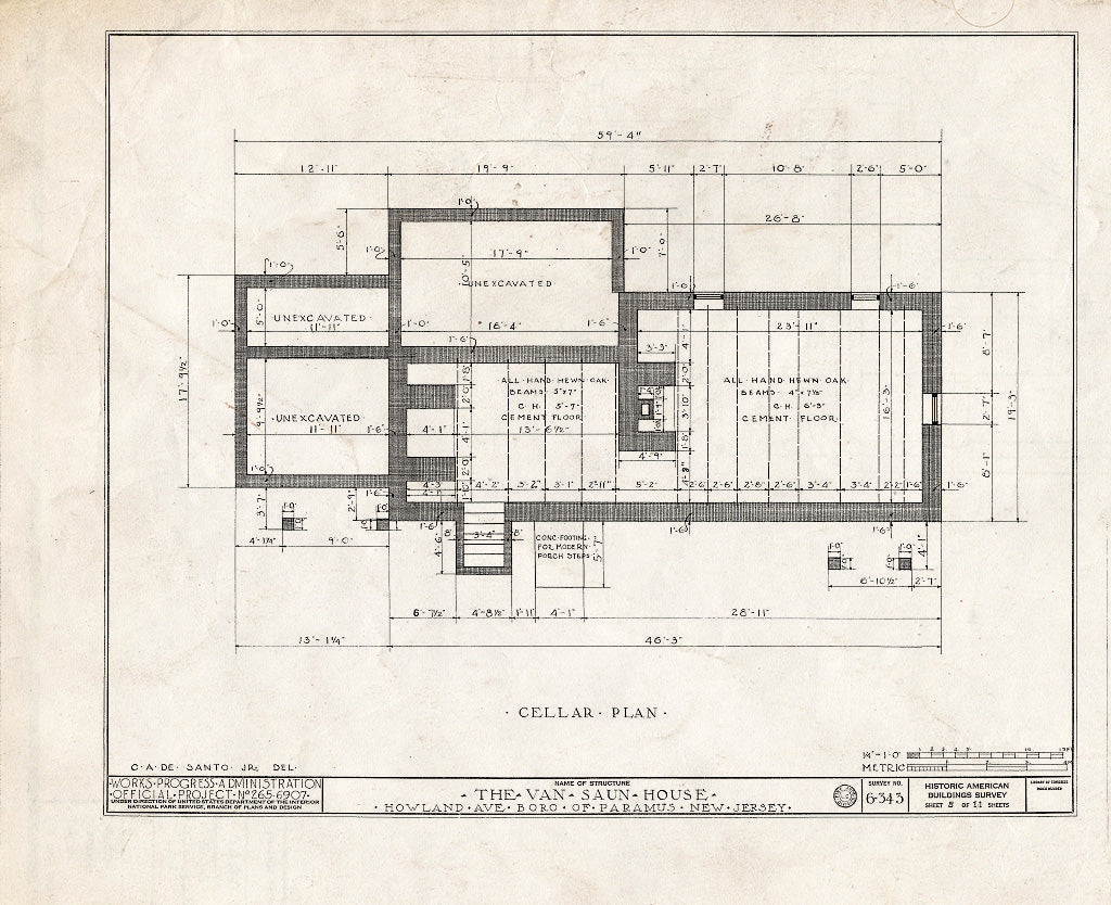 Historic Pictoric : Blueprint HABS NJ,2-para,5- (Sheet 5 of 11) - Van Saun House, Howland Avenue, Paramus, Bergen County, NJ