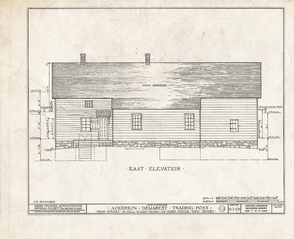 Historic Pictoric : Blueprint HABS NJ,2-Park,1- (Sheet 7 of 12) - Ackerson & Demarest Trading Post, Main Street & Mill Road, Park Ridge, Bergen County, NJ