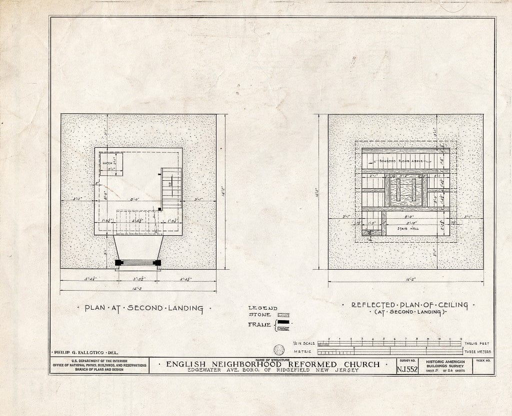Historic Pictoric : Blueprint HABS NJ,2-RIDG,1- (Sheet 5 of 26) - Reformed Church of English Neighborhood, Edgewater Avenue, Ridgefield, Bergen County, NJ