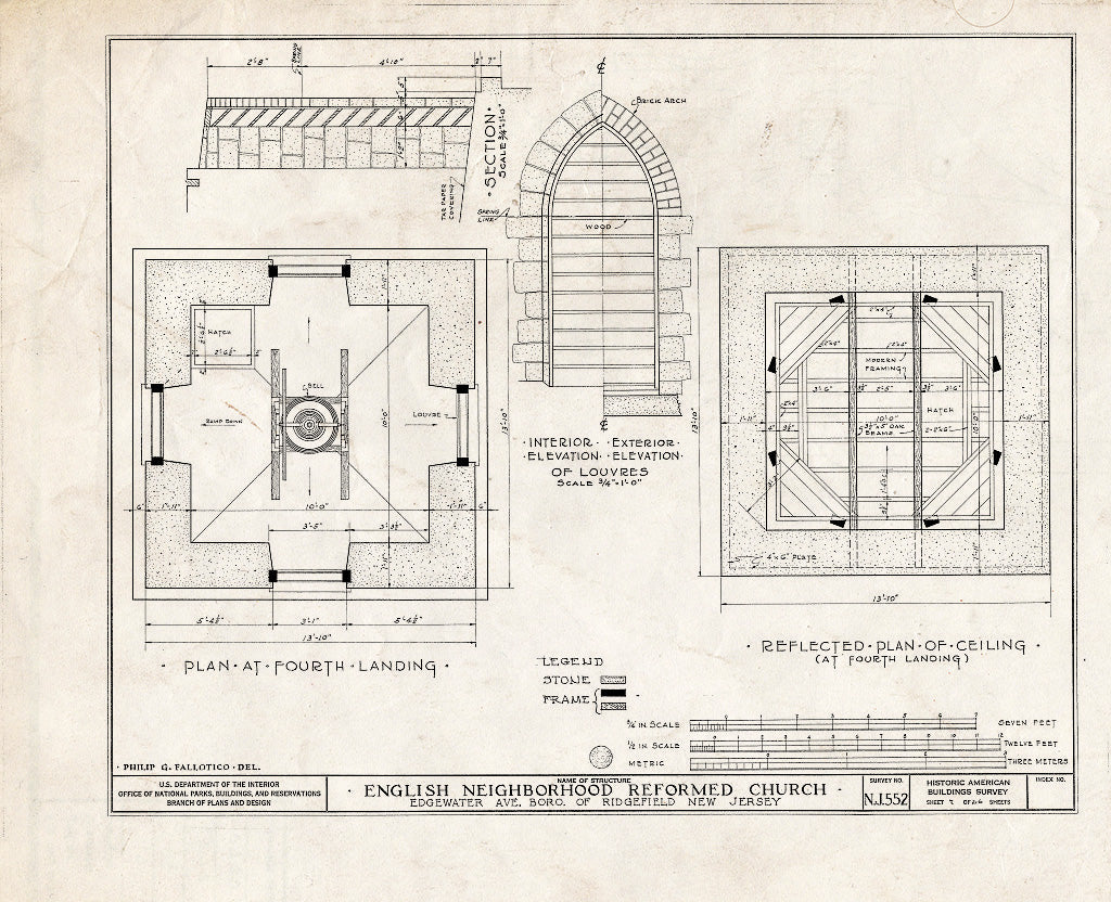 Historic Pictoric : Blueprint HABS NJ,2-RIDG,1- (Sheet 7 of 26) - Reformed Church of English Neighborhood, Edgewater Avenue, Ridgefield, Bergen County, NJ