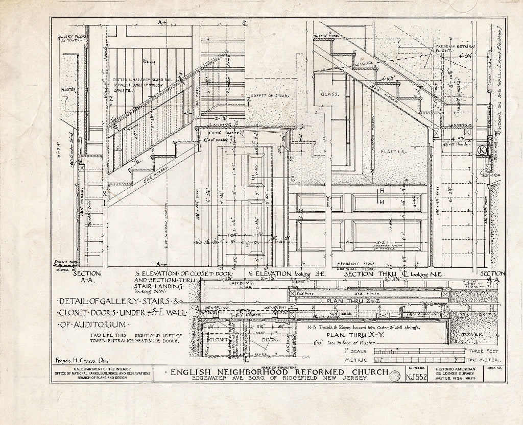 Historic Pictoric : Blueprint HABS NJ,2-RIDG,1- (Sheet 22 of 26) - Reformed Church of English Neighborhood, Edgewater Avenue, Ridgefield, Bergen County, NJ