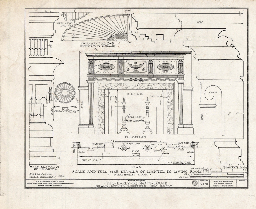 Historic Pictoric : Blueprint HABS NJ,2-RIDG,2- (Sheet 11 of 12) - John De Groot House, 1008 De Groot Avenue, Ridgefield, Bergen County, NJ