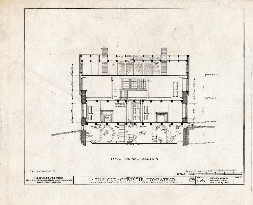 Historic Pictoric : Blueprint HABS NJ,2-RIDGP,1- (Sheet 3 of 9) - Brinkerhoff-Christie-Paulison Homestead, 8 Homestead Place, Ridgefield Park, Bergen County, NJ