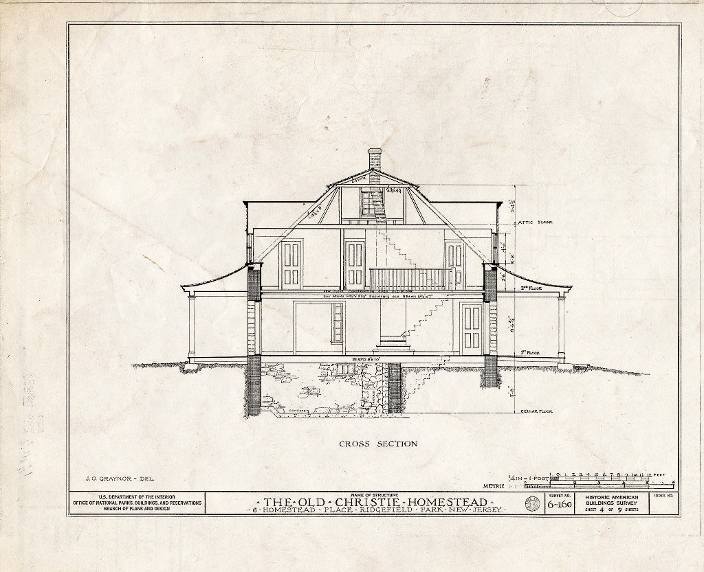 Historic Pictoric : Blueprint HABS NJ,2-RIDGP,1- (Sheet 4 of 9) - Brinkerhoff-Christie-Paulison Homestead, 8 Homestead Place, Ridgefield Park, Bergen County, NJ