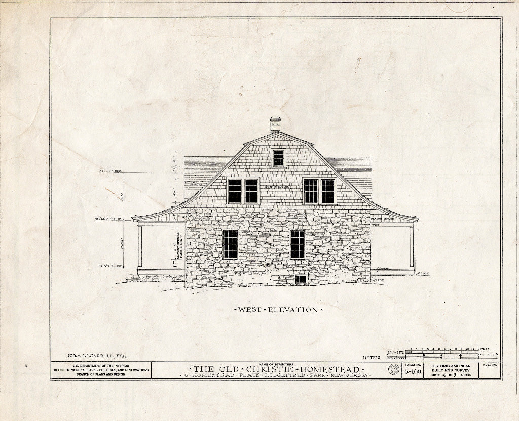 Historic Pictoric : Blueprint HABS NJ,2-RIDGP,1- (Sheet 6 of 9) - Brinkerhoff-Christie-Paulison Homestead, 8 Homestead Place, Ridgefield Park, Bergen County, NJ