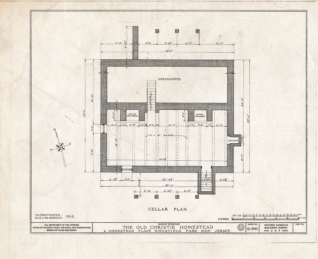 Historic Pictoric : Blueprint HABS NJ,2-RIDGP,1- (Sheet 7 of 9) - Brinkerhoff-Christie-Paulison Homestead, 8 Homestead Place, Ridgefield Park, Bergen County, NJ