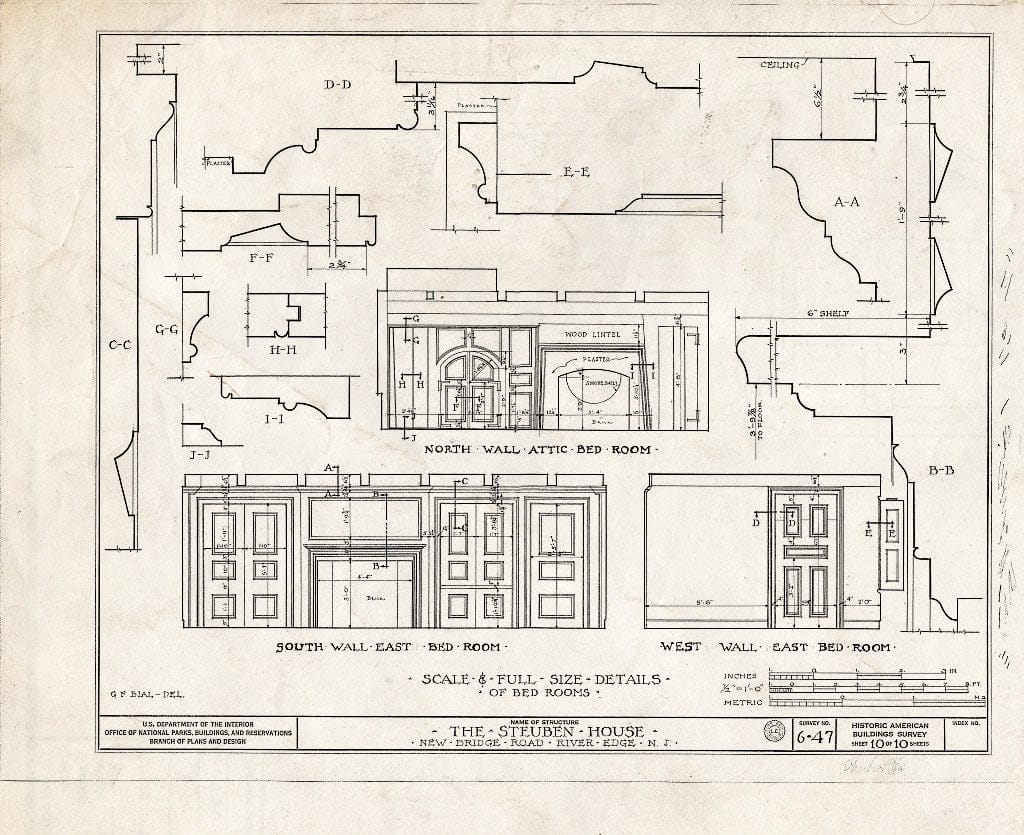 Historic Pictoric : Blueprint HABS NJ,2-RIVED,1- (Sheet 10 of 10) - Zabriskie-Steuben House, New Bridge Road, River Edge, Bergen County, NJ
