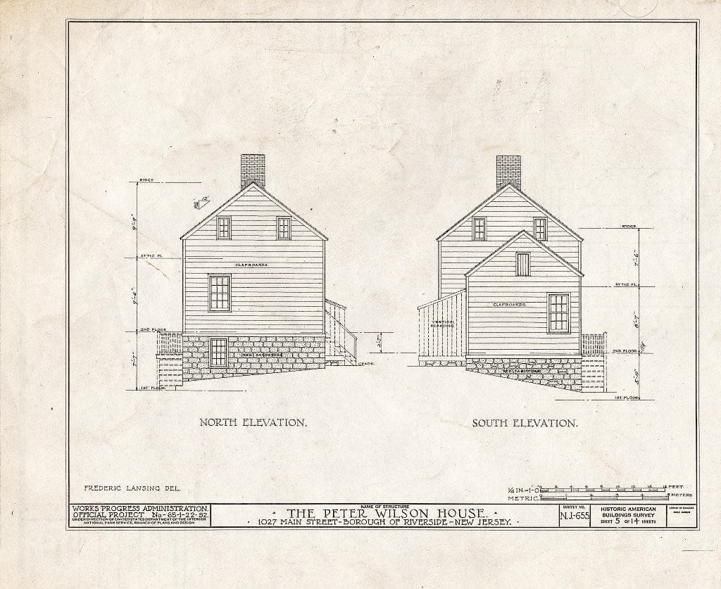 Historic Pictoric : Blueprint HABS NJ,2-RIVED,2- (Sheet 5 of 14) - Peter Wilson House, 1027 Main Street, River Edge, Bergen County, NJ