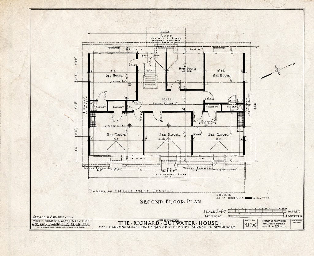 Historic Pictoric : Blueprint HABS NJ,2-Ruthe,1- (Sheet 3 of 20) - Richard Kip-Outwater House, 231 Hackensack Street, East Rutherford, Bergen County, NJ