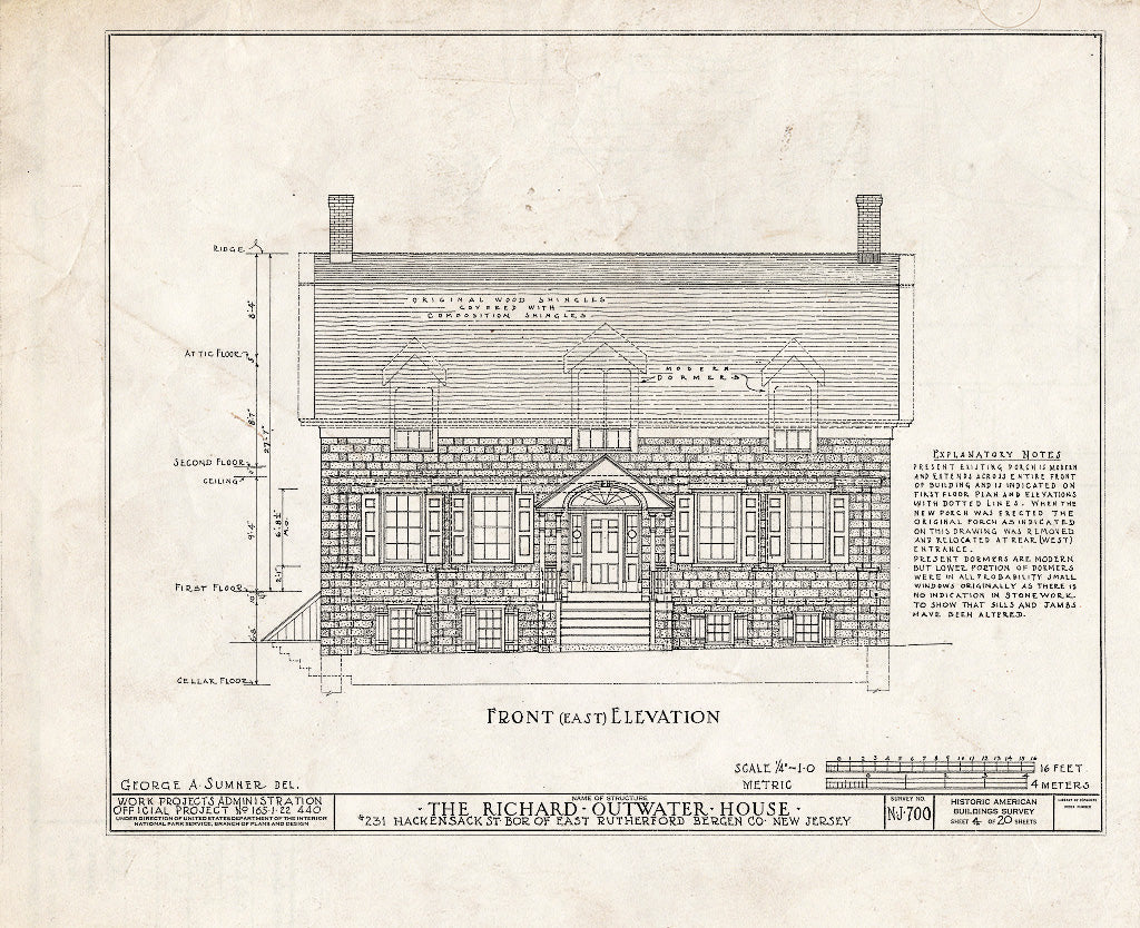 Historic Pictoric : Blueprint HABS NJ,2-Ruthe,1- (Sheet 4 of 20) - Richard Kip-Outwater House, 231 Hackensack Street, East Rutherford, Bergen County, NJ