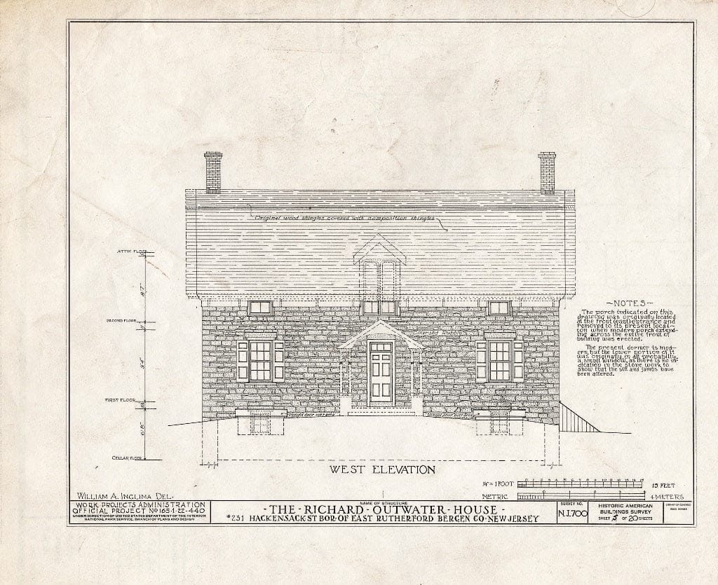 Historic Pictoric : Blueprint HABS NJ,2-Ruthe,1- (Sheet 5 of 20) - Richard Kip-Outwater House, 231 Hackensack Street, East Rutherford, Bergen County, NJ