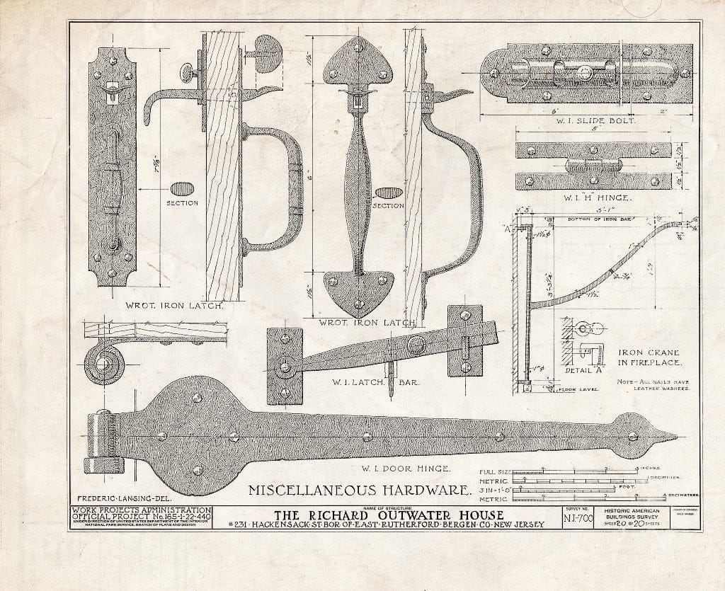 Historic Pictoric : Blueprint HABS NJ,2-Ruthe,1- (Sheet 20 of 20) - Richard Kip-Outwater House, 231 Hackensack Street, East Rutherford, Bergen County, NJ