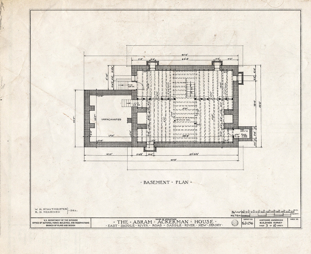 Historic Pictoric : Blueprint HABS NJ,2-SADR,1- (Sheet 3 of 10) - Abram Ackerman House, 199 East Saddle River Road, Saddle River, Bergen County, NJ