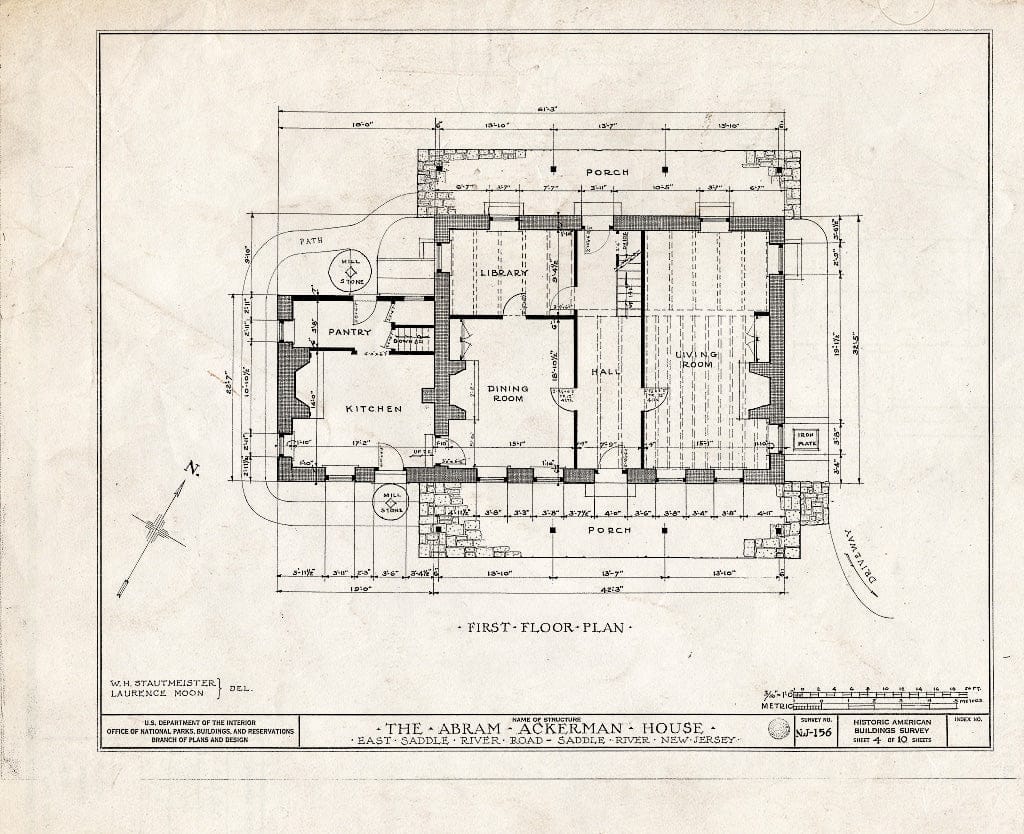 Historic Pictoric : Blueprint HABS NJ,2-SADR,1- (Sheet 4 of 10) - Abram Ackerman House, 199 East Saddle River Road, Saddle River, Bergen County, NJ