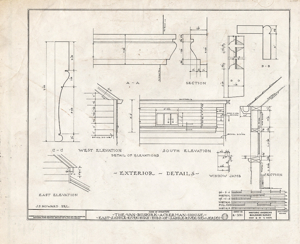 Historic Pictoric : Blueprint HABS NJ,2-SADR,4- (Sheet 6 of 7) - Van Buskirk-Arkerman House, East Saddle River Road, Saddle River, Bergen County, NJ