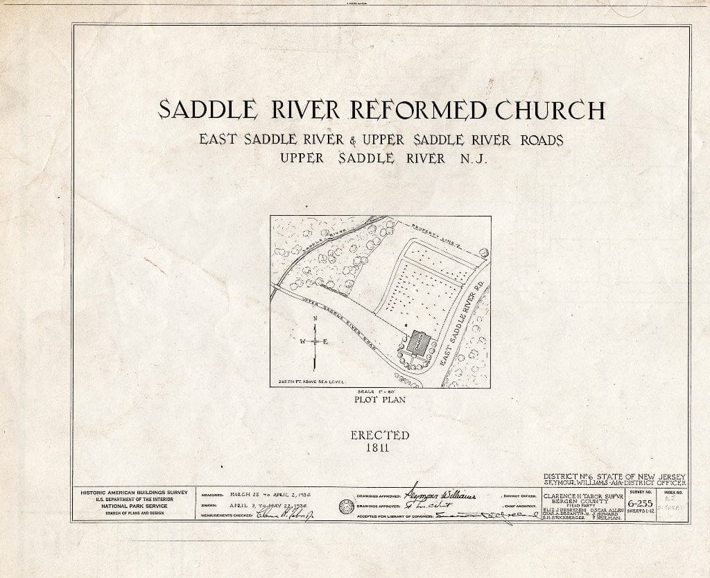 Historic Pictoric : Blueprint HABS NJ,2-Sadru,1- (Sheet 0 of 12) - Saddle River Reformed Church, East Saddle River & Upper Saddle River Roads, Upper Saddle River, Bergen County, NJ