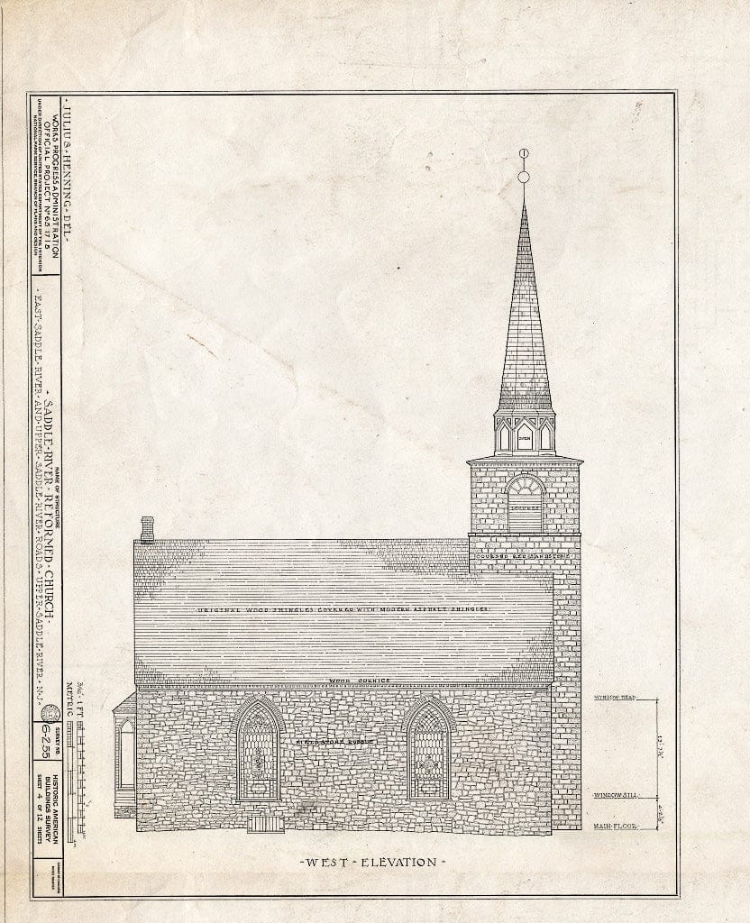 Historic Pictoric : Blueprint HABS NJ,2-Sadru,1- (Sheet 4 of 12) - Saddle River Reformed Church, East Saddle River & Upper Saddle River Roads, Upper Saddle River, Bergen County, NJ